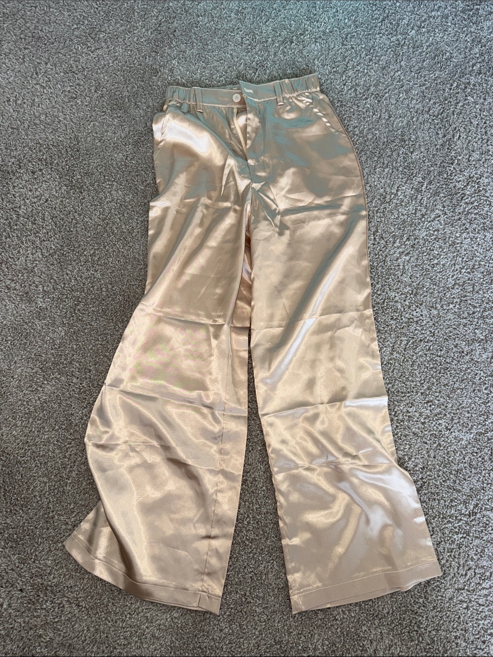 Satin Wide-Leg Pants in Champagne - Unbranded